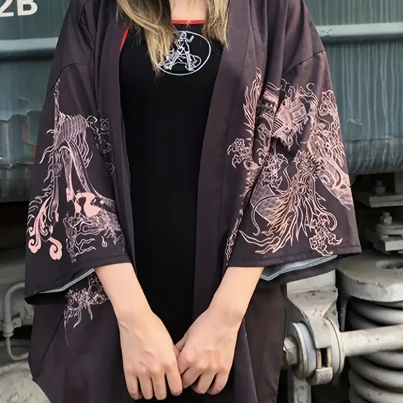 Dragon 🐉 Kimono Purple & Pink OS - Picture 2 of 5